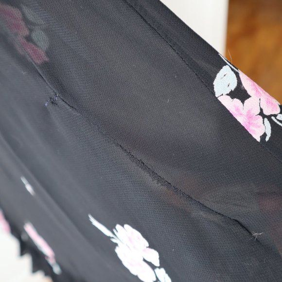 Vintage 70s Albert Nipon Black Floral Sheer Midi Dress, Size Small - Picture 16 of 16